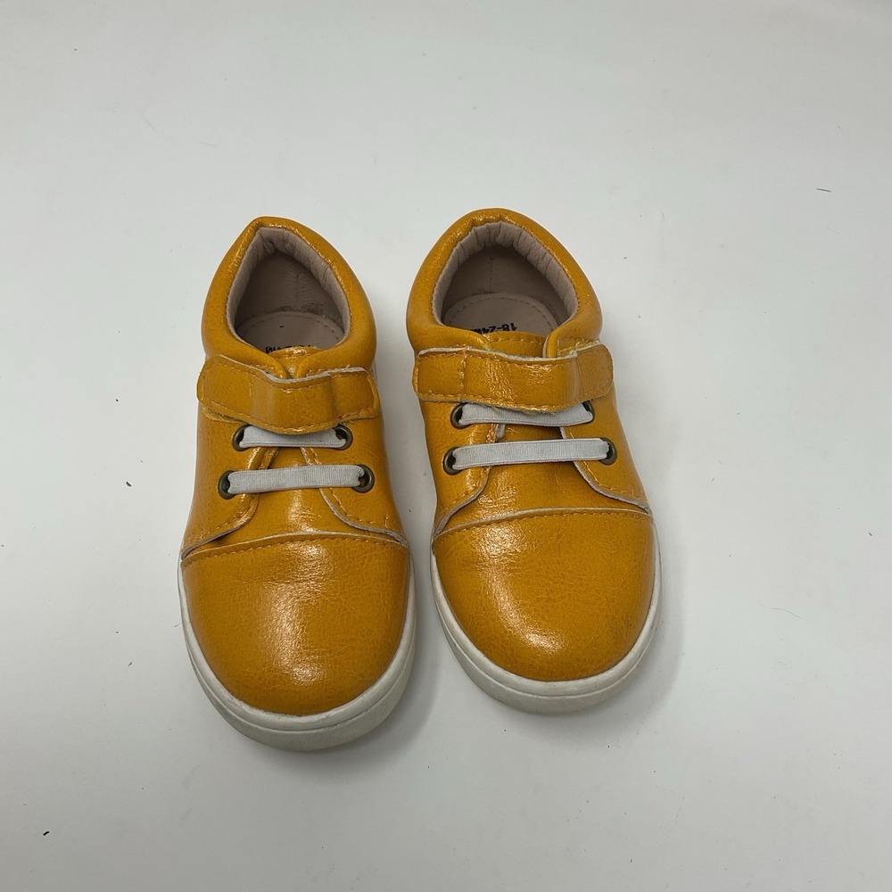 Monkey Feet Shoes Sneakers Toddler 18-24 Months Yellow Leather Slip On Hook Loop